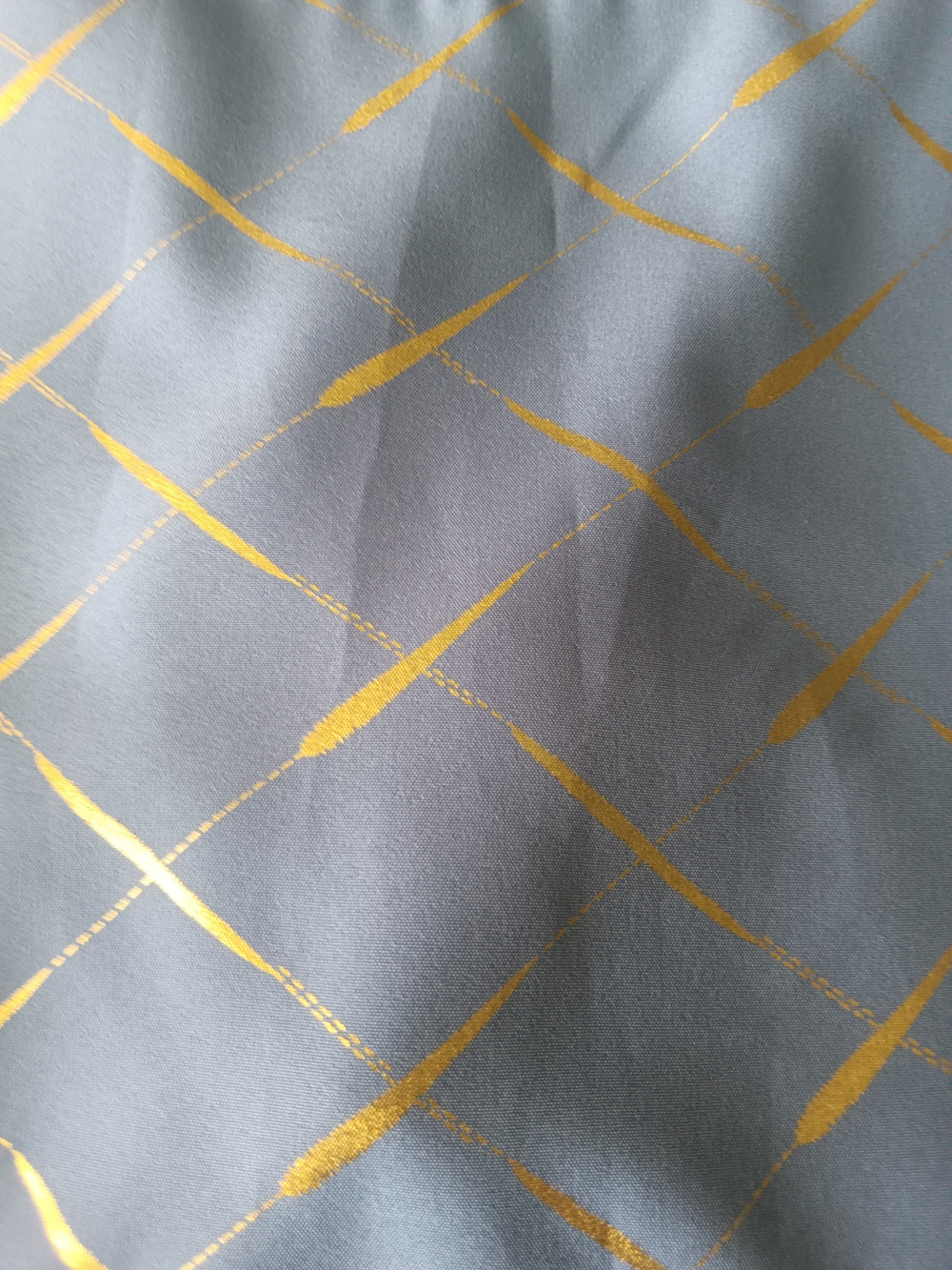 Blue & Gold Patterned Ruffle Sleeve Blouse - Picture 12 of 12